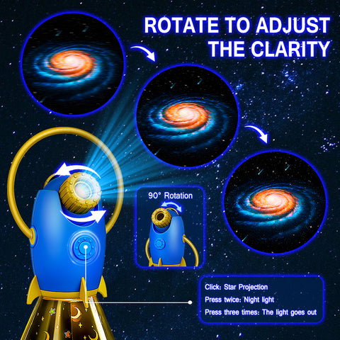 Rocket Galaxy Night Light Projector - 360° Rotate Starry Sky Night Lamp