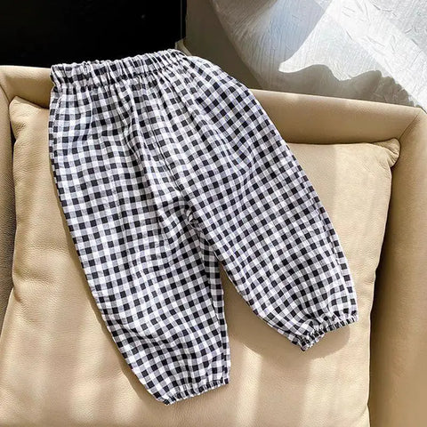 Plaid Anti-Mosquito Harem Pants for Kids – Summer Casual Bloomers