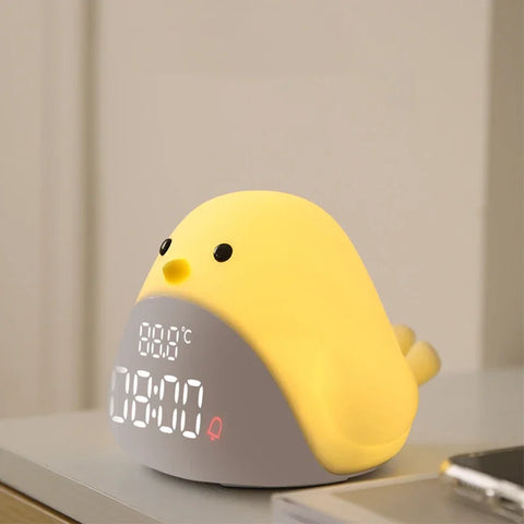 Bird Night Light Alarm Clock - Cute Silicone LED Bedside Lamp for Kids