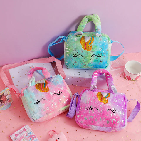 Plush Unicorn Crossbody Bag for Kids