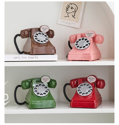 Phone Money Saving Box Sculpture – Retro Telephone Piggy Bank for Bedroom and Office Decor