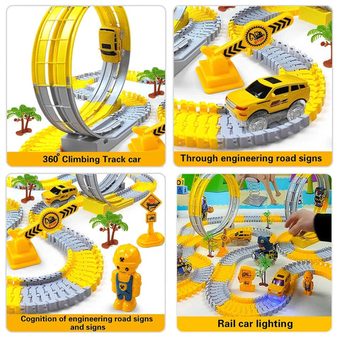 Electric Car Track Set - With Multi-Action Design! Teeny Pandas