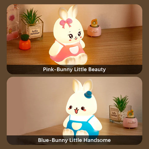 Cute Rabbit Kids Night Lights - 5 Colour Changing LED Silicone Lamp!