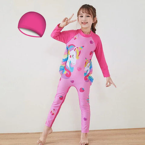 Kids Wetsuit Long Sleeve Surfing Suit with Cap