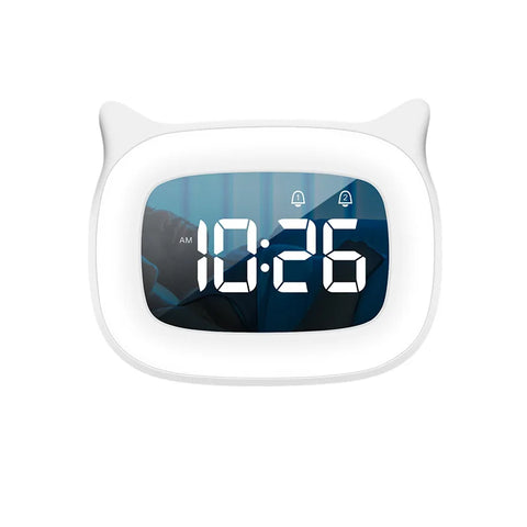 Cat Shape LED Digital Alarm Clock - With Voice Control and Night Light
