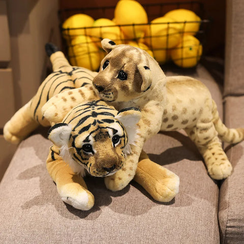 Lion, Tiger, Leopard Plush Toy - Cute Stuffed Soft Realistic Animal Decor Gift