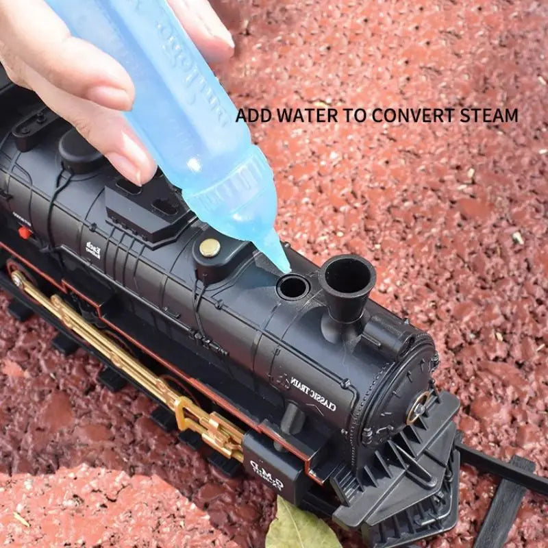 Classic Electric Train Set for Kids with Realistic Sounds, Steam, and Lights - product detail view 4