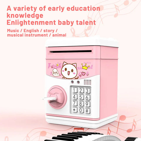 Cartoon Piggy Bank with Music & Stories – Mini ATM-Style Money Safe