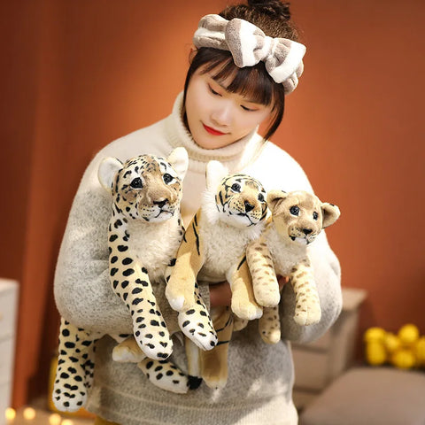 Lion, Tiger, Leopard Plush Toy - Cute Stuffed Soft Realistic Animal Decor Gift