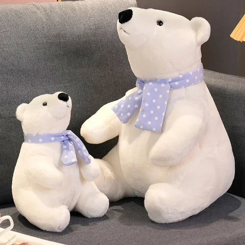 Cute Polar Bear Plush Toy – Soft Stuffed Animal with Scarf