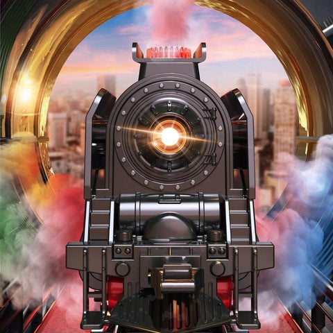 Retro Steam Train Track Toy Set – Electric Train with Spray & Lights, Christmas Gift for Kids