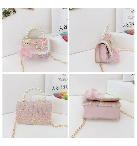 Pearl Handle Mini Sequin Handbag