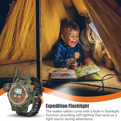 Watch Walkie Talkies for Kids - 2 Piece-Set with Flashlight and Compass