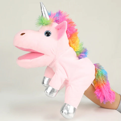 Unicorn Hand Puppet Plush Toy – Moveable Mouth Pony Doll