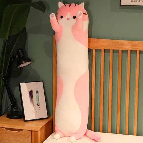 Long Cat Plush Toy – Soft Stuffed Pillow for Office Nap & Home Decor