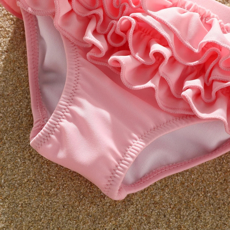 Adorable Ruffle Swimsuit Set – Comfortable & Sun-Safe Fun! Teeny Pandas