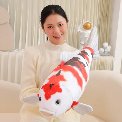 Koi Fish Plush Toy – Soft Stuffed Carp Pillow for Girls, Boys, and Home Decor