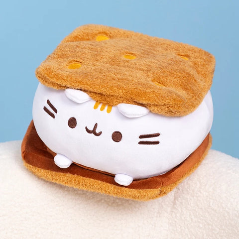 Cute Chocolate Cookie Sandwich Fat Cat Plush Toy – Biscuit Cat Throw Pillow