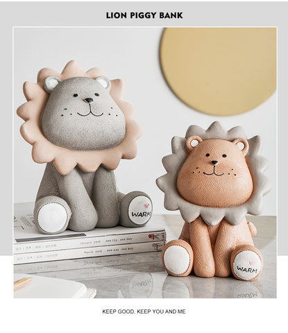 Nordic Lion Piggy Bank – Creative and Cute Coin Holder for Kids