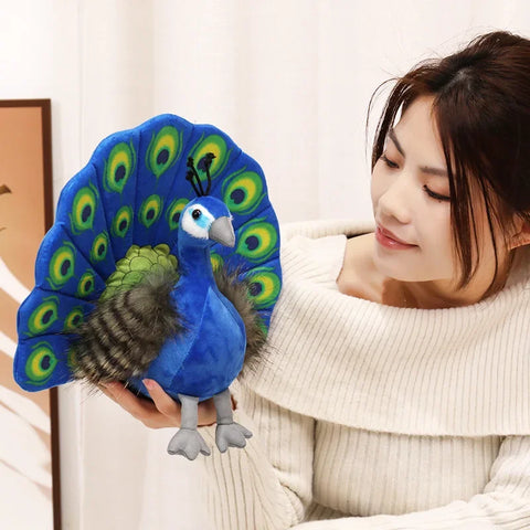 Creative Simulation Peacock Plush Toy – Beautiful Green and Blue Peacock Doll