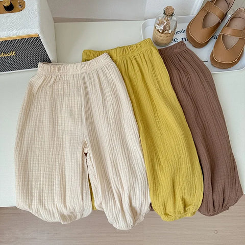 Solid Color Anti-Mosquito Pants for Kids - Summer Casual Bloomers