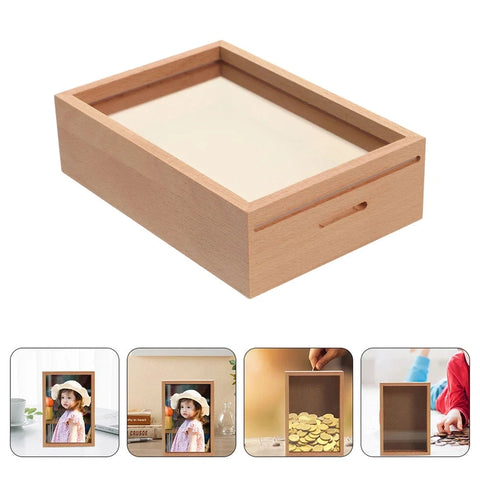 Clear Slot Cube Photo Frame Piggy Bank – Multi-purpose Acrylic Money Box
