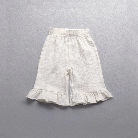 Girls' Cotton Ruffled Flared Pants – Stylish Summer Casual Pants