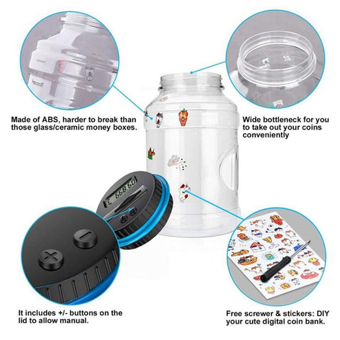 Large Capacity Electronic Piggy Bank – Digital Coin Counter for Kids & Adults
