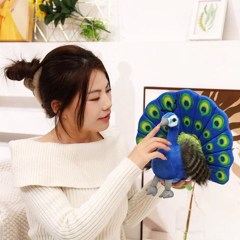 Creative Simulation Peacock Plush Toy – Beautiful Green and Blue Peacock Doll
