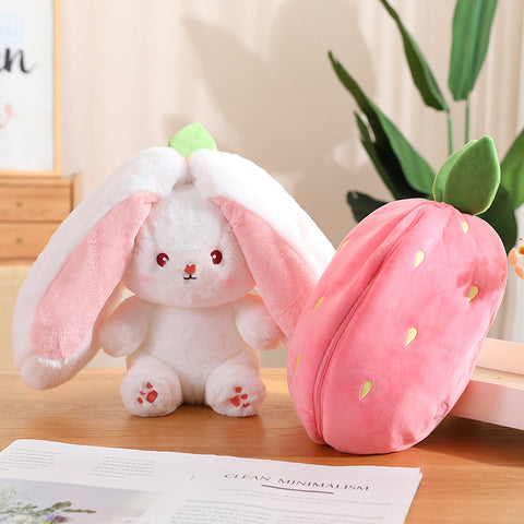 Reversible Carrot and Strawberry Bunny Plushies