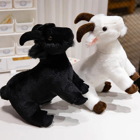 Lifelike Goat Simulation Stuffed Animal - White and Black Goat Plushie