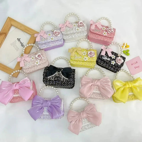 Little Princess Pearl Handheld Crossbody Bag for Girls