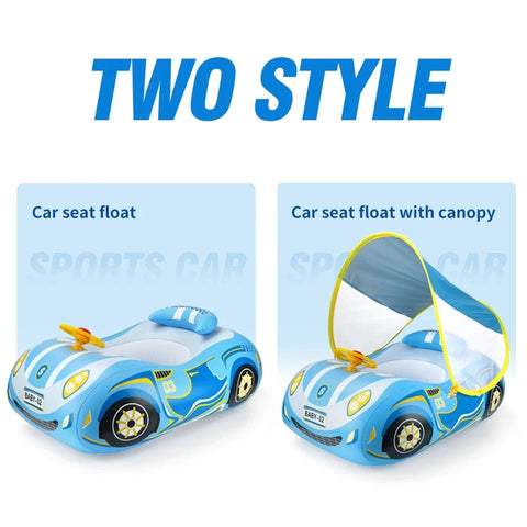 Safety Inflatable Car Swim Float with Canopy - For Safe and Fun Experience! Teeny Pandas
