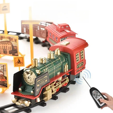 Kids Remote Control Steam Train Set – With Lights, Sound & Rechargeable Battery