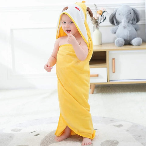 Fox and Giraffe Baby Bath Towel - Soft Cotton Hooded Towel