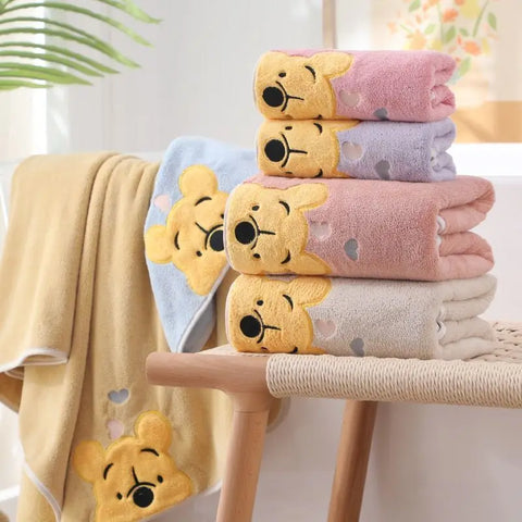 Winnie Embroidered Coral Velvet Bath Towel