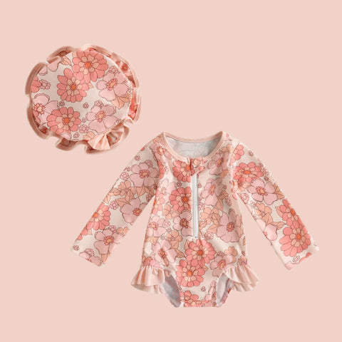 Baby Girls Swimwear with Cap