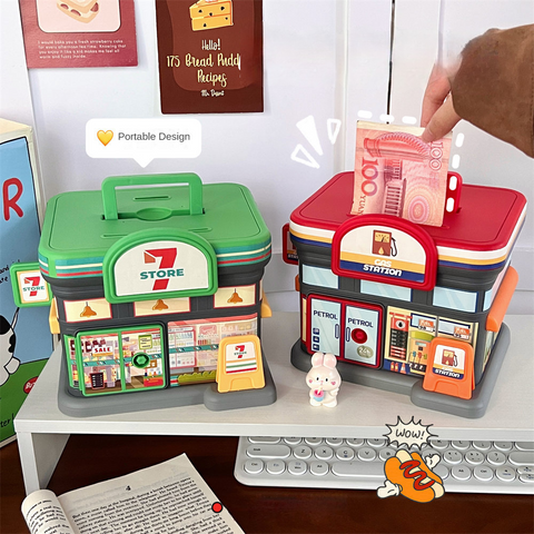 Store Shaped Money Box with Key Lock