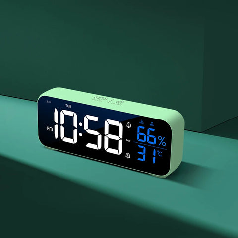 LED Digital Alarm Clock - With Voice Control & Temperature Display