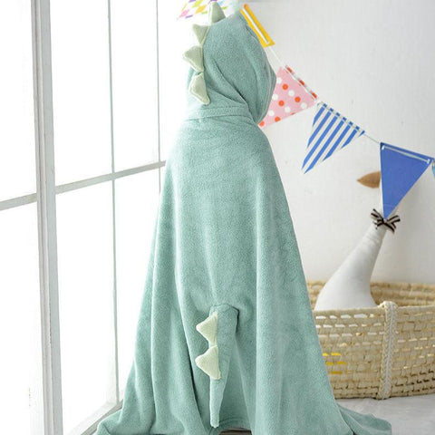 Kids Hooded Bath Towel - Coral Fleece Children Cartoon Cloak Bathrobe