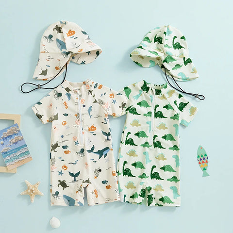 Kids Dinosaur Swimsuit - Sun Safe & Fun! Teeny Pandas