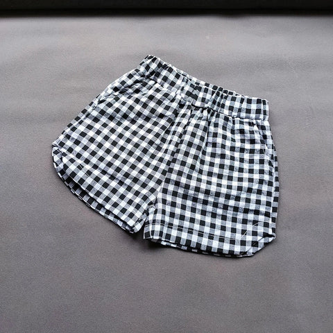 Girls' Plaid Shorts – Trendy Summer Split Shorts for Kids