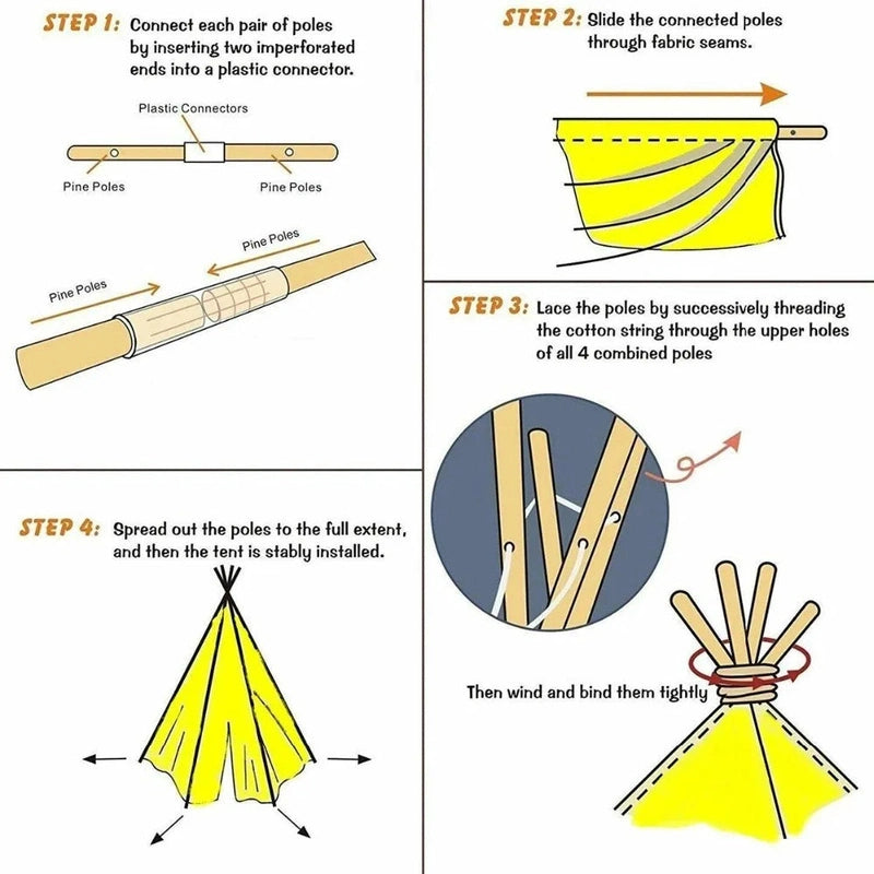 Kids Teepee Tent – Indoor &amp; Outdoor Playhouse for Imaginative Fun Teeny Pandas