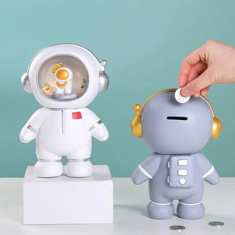 Astronaut Night Light Piggy Bank – Creative Coin Saving Box for Kids' Bedroom Decor