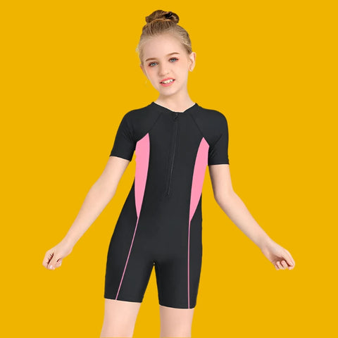 Children's One-Piece Swimsuit – Boy & Girl Sunscreen Zipper Swimwear