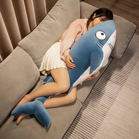 Cartoon Shark Plush Toy – Soft Sleeping Pillow for Office, Home Comfort, and Birthday Gift