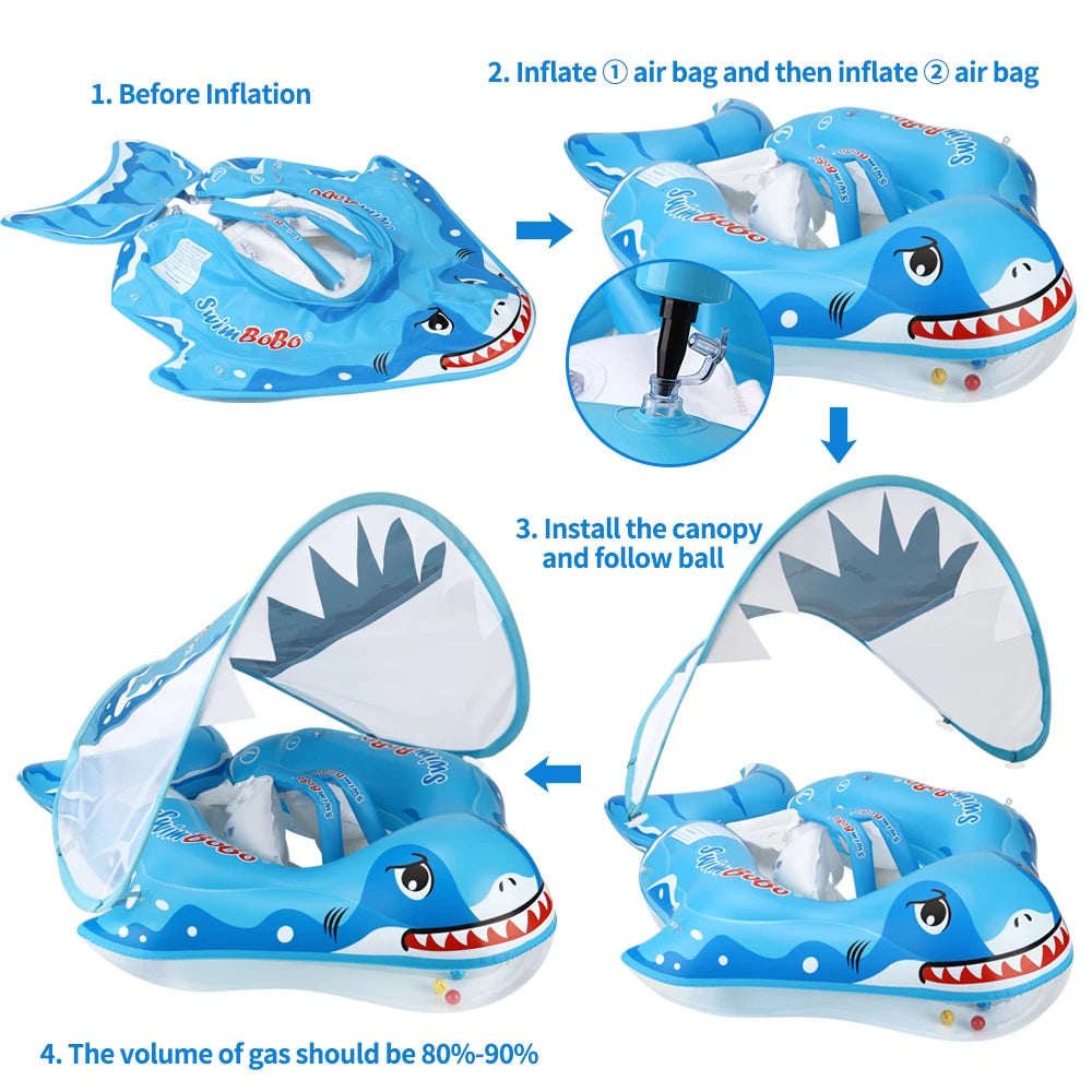 Baby Swimming Floater with Sunshade Canopy – Safe & Fun Water Float for Babies Teeny Pandas