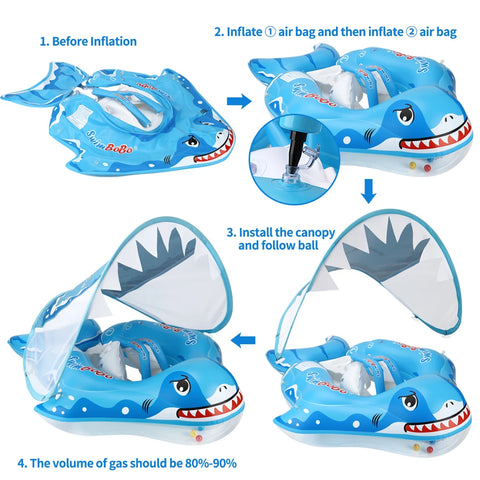 Baby Swimming Floater with Sunshade Canopy – Safe & Fun Water Float for Babies Teeny Pandas
