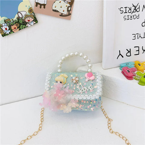 Pearl Handle Mini Sequin Handbag