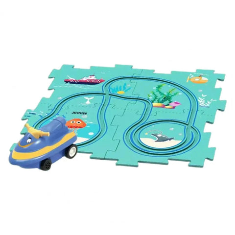 RaceTrack Puzzle Set – Space, Land, Dinosaur, and Ocean Themes Teeny Pandas